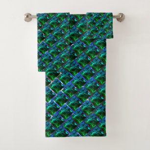 Verde esmeralda e curvas, sob grade niquelada? bath towel set
