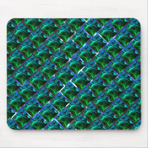 Verde esmeralda e curvas, sob grade niquelada? mouse pad