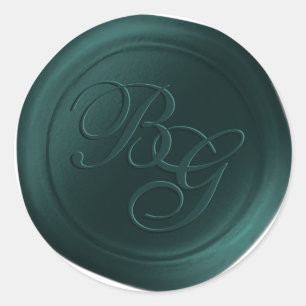 Verde Green Calligraphy Monogram Wax Seal Stickers