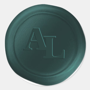 Verde Green Wax Seal Monogram Wedding Stickers
