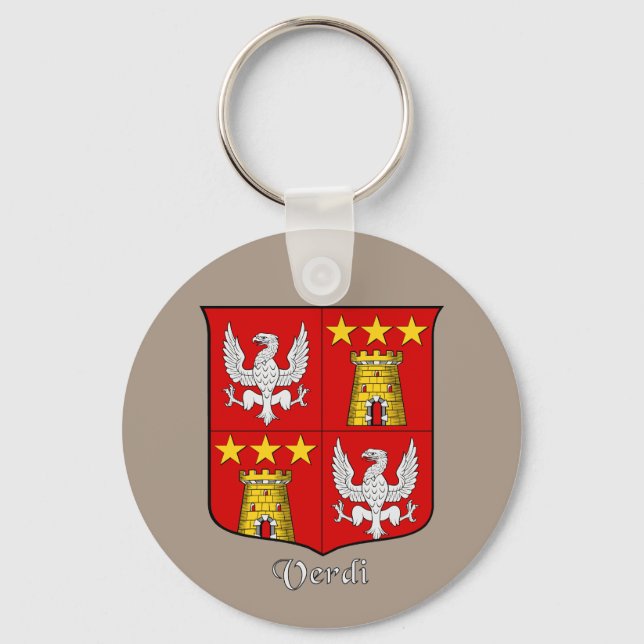 Verdi Italian Surname Historical Shield Keychain (Front)