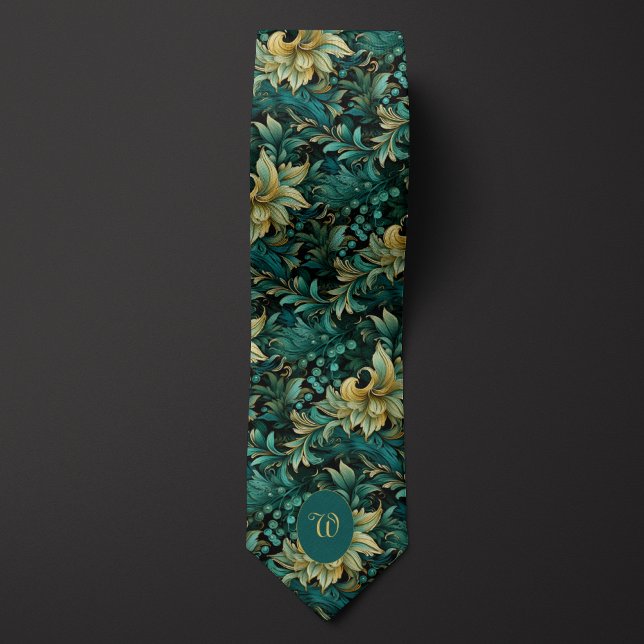 Verdigris and Gold Botanical Tie (Creator Uploaded)