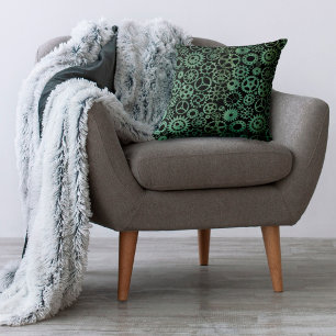 Verdigris Bronze Gears Steampunk Throw Pillow