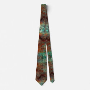 Verdigris Green and Rust Neck Tie
