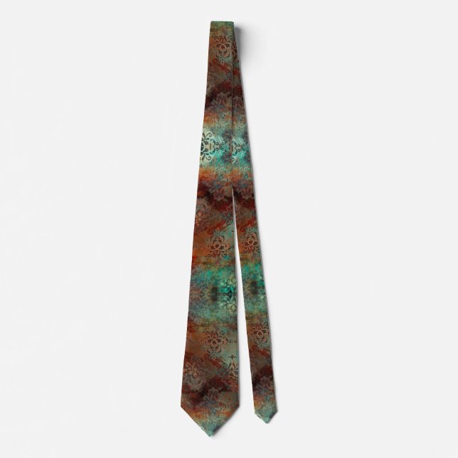 Verdigris Green and Rust Neck Tie (Front)