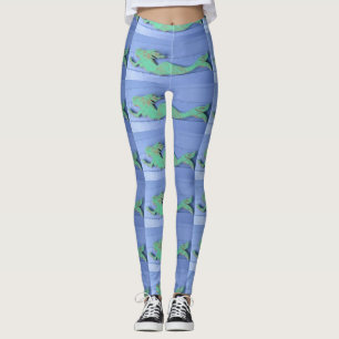 verdigris green mermaid blue leggings