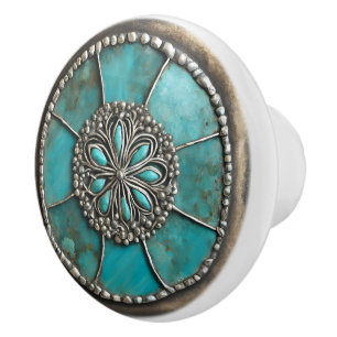 Verdigris Patina Metal Ceramic Knob