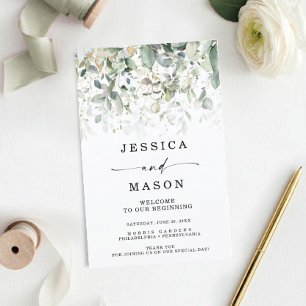 Verdure aquarelle avec programmes de mariage or