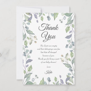 Verdure avec Lilac Baby shower Merci Poème