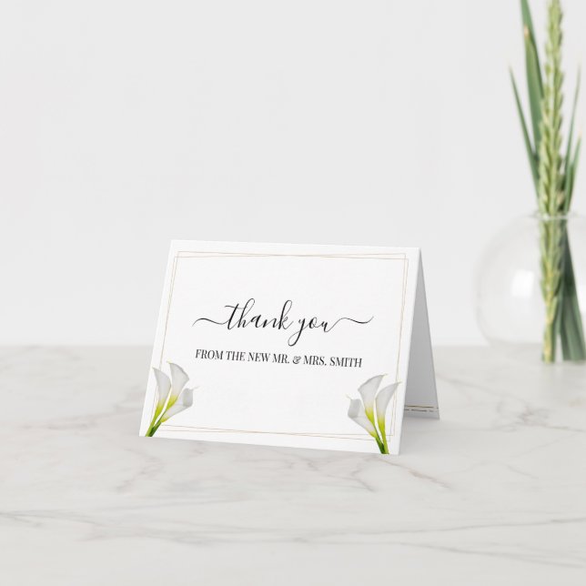 Verdure Calla Lily Carte de remerciements Mariage (Devant)