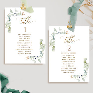 Verdure, Cartes de plan de table avec noms des inv