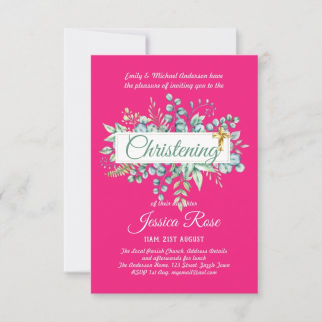 Verdure Christening Invitations Baptême Bautizo Le (Devant)