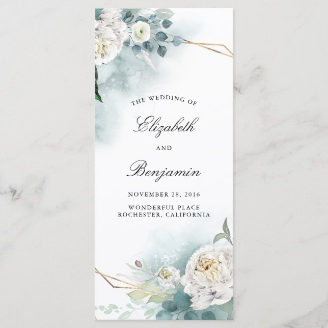 Verdure et Fleurs blanches Programmes de mariage (Devant)
