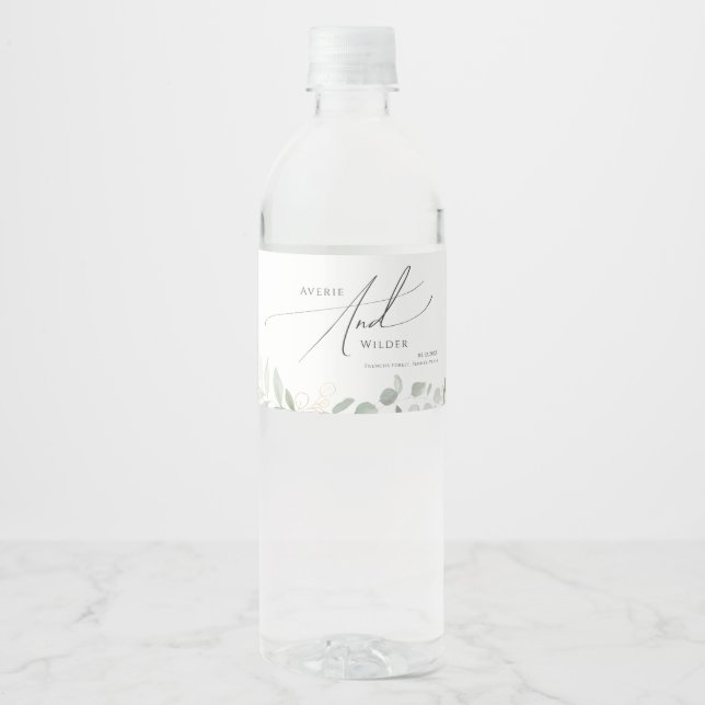 Verdure et or | Étiquette de bouteilles d'eau (Devant)