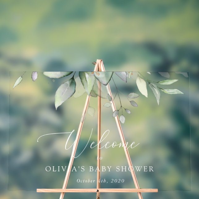 Verdure, Eucalyptus Feuilles, Baby shower Bienvenu (Neutre)