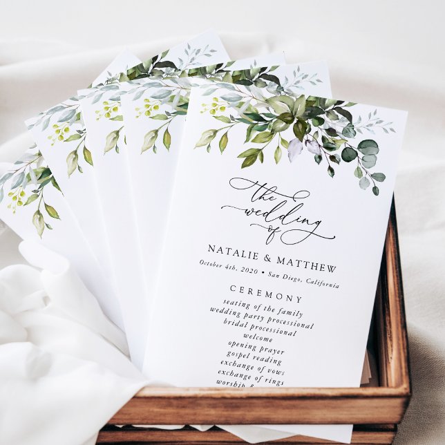 Verdure, Eucalyptus Feuilles, programme de mariage (Créateur téléchargé)