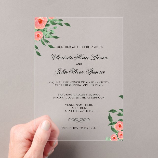 Verdure Fleurs de Pêche Simple Invitations de mari (In situ (ordinateur de poche))