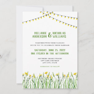 Verdure + Fleurs sauvages + lumières faire-part de