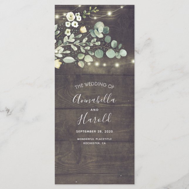 Verdure Jardin rustique Programmes de mariage (Devant)