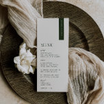 VERDURE Modern Wedding Place Card Menu<br><div class="desc">VERDURE pine green minimalist,  wedding guest place card and menu. Features,  pine green typography on soft beige backgrounds. Fonts and background colour can be customized. Please note,  guest names must be entered and added to your cart individually.</div>