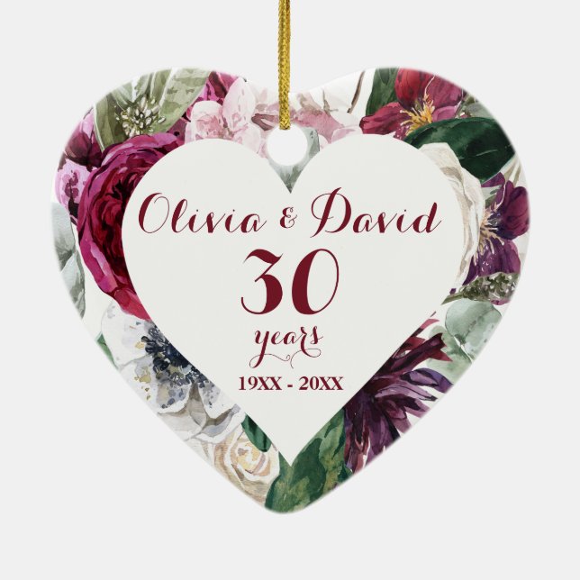 Verdure rose 30e anniversaire ornement céramique (Dos)