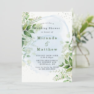 Verdure rustique Dusty Blue Couples Invitations de