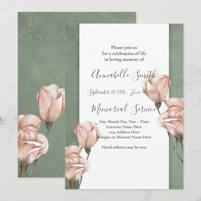 verdure tendance Amour de la mémoire Invitation (Devant / Derrière)