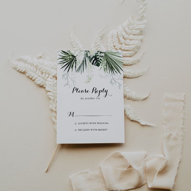 Verdure tropicale Mariage floral blanc RSVP (Créateur téléchargé)