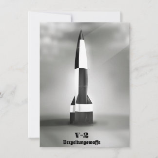 Vergeltungswaffe V2 Rocket B&W vintage style. Invitation