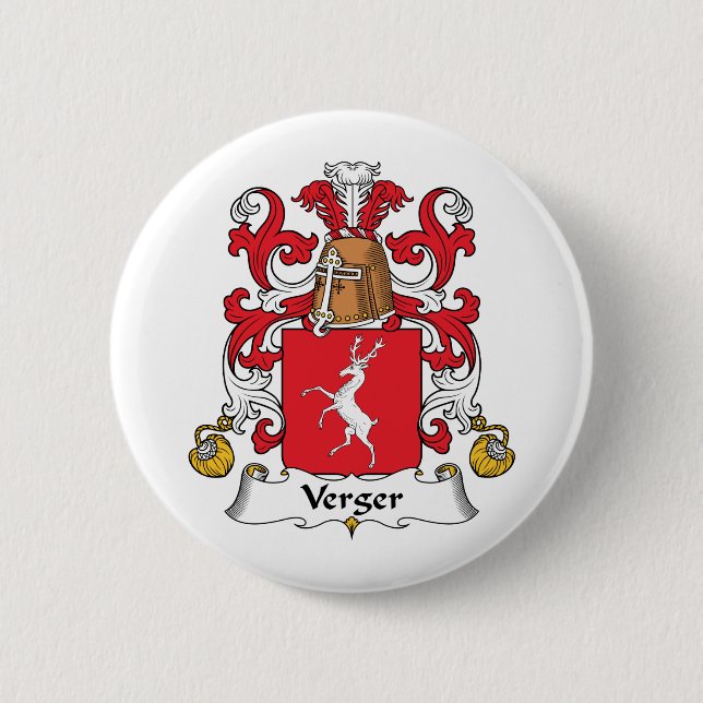 Verger Family Crest 2 Inch Round Button (Front)