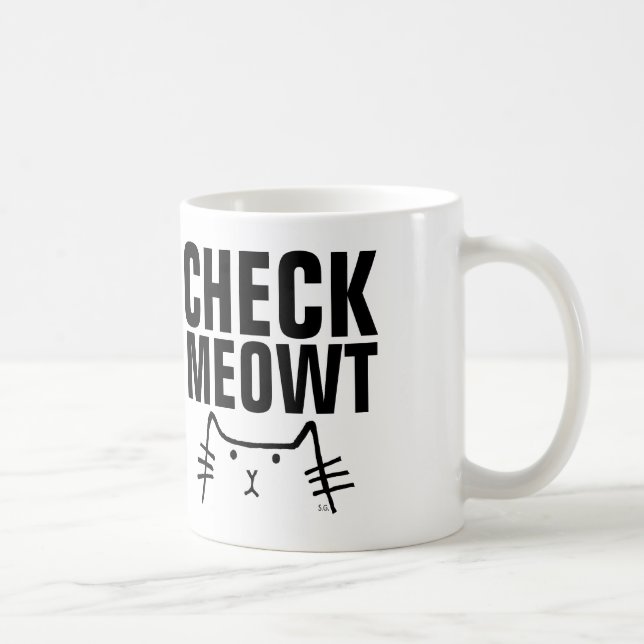VÉRIFIER MEOWT tasses à café de chat amusantes (Droite)