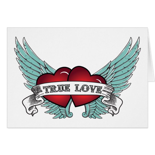 Véritable coeur à ailes d'amour par rockabilly (Devant horizontal)