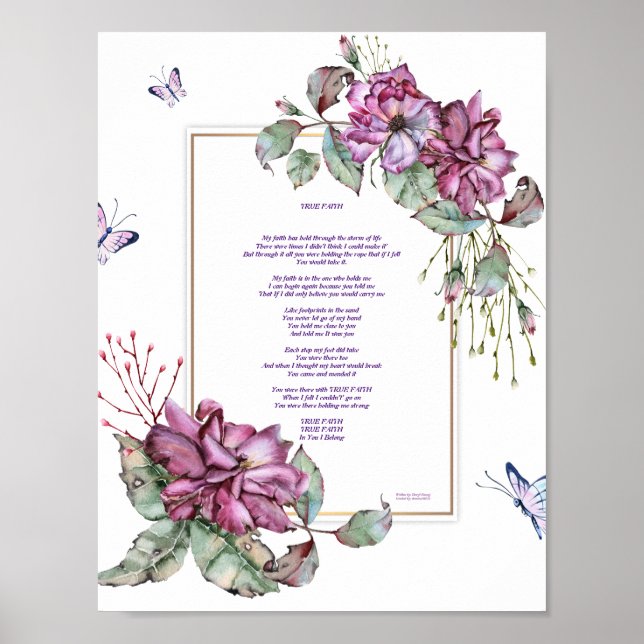 Véritable foi Poster Floral violet 8,5 x 11 (Devant)