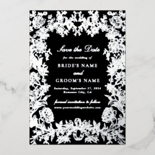 Véritable Foil Floral Mariage Enregistrer la carte