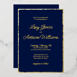 Véritable Foil Luxe Gold Edge Navy Blue Invitation