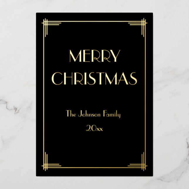 Véritable Gold Foil Joyeuse Carte de Noël (Recto)