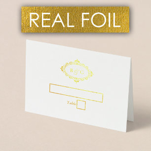 Véritable Gold Foil Wreath Élégante carte de lieu 