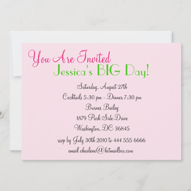 Véritable Jolie Filles Vie Invitation (Devant)