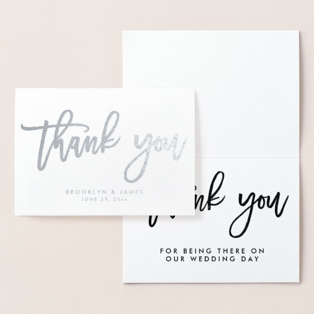 Véritable Mariage à huile d'argent Carte de remerc (Affichage)