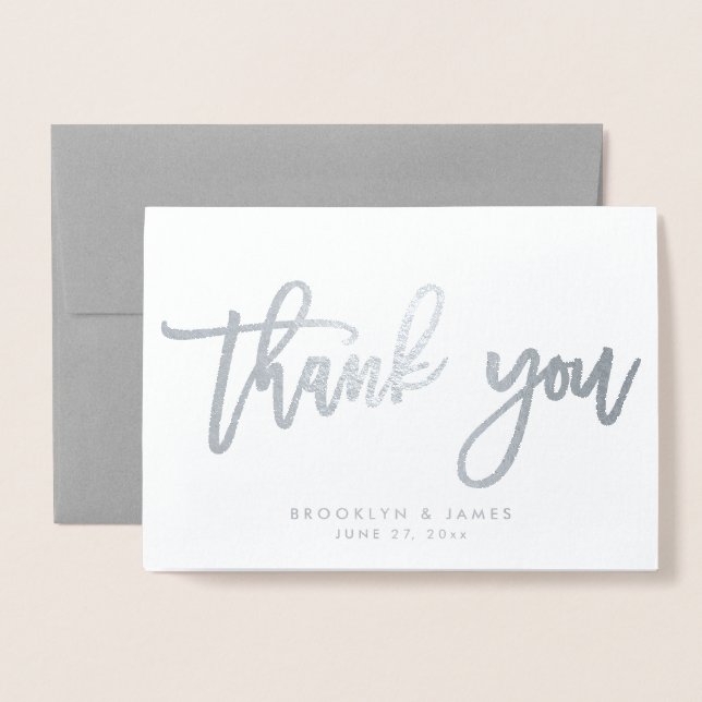Véritable Mariage à huile d'argent Carte de remerc (Devant avec enveloppe)