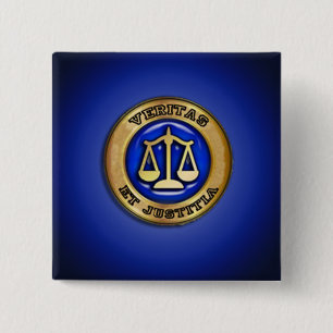 VERITAS ON BLUE 2 INCH SQUARE BUTTON