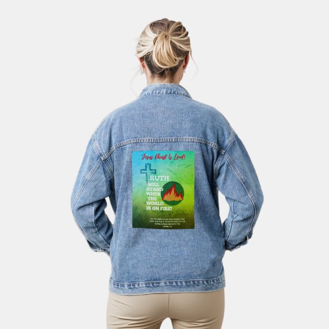 Vérité Bleue Et Verte Sera La Veste Denim (Modèle)