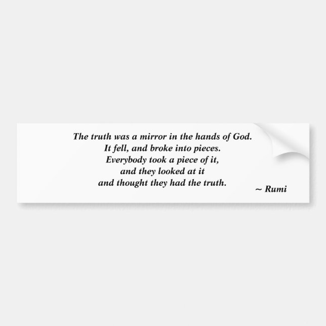 Vérité - Citation Rumi Bumper Sticker (Devant)