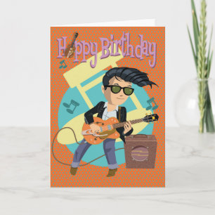 Verjaardagskaart 50ties rock & roll card