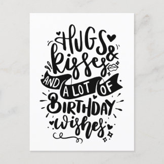 Verjaardagskaart Hugs Kisses & Birthday Wishes Holiday Postcard