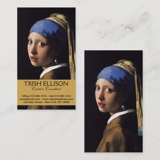 Vermeer Girl Pearl Earring Masterpiece Painting Business Card (Front/Back)