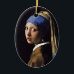 Vermeer Girl Pearl Earring Masterpiece Painting Ceramic Ornament<br><div class="desc">Johannes Vermeer masterpiece painting "Girl with a Pearl Earring" Vermeer's classic painting Girl with a Pearl Earring is the most famous painting created by Dutch painter Johannes Vermeer. The Girl with a Pearl earring is a masterpiece created in 1665 and hangs in the Hague. In the Vermeer masterwork "Girl with...</div>