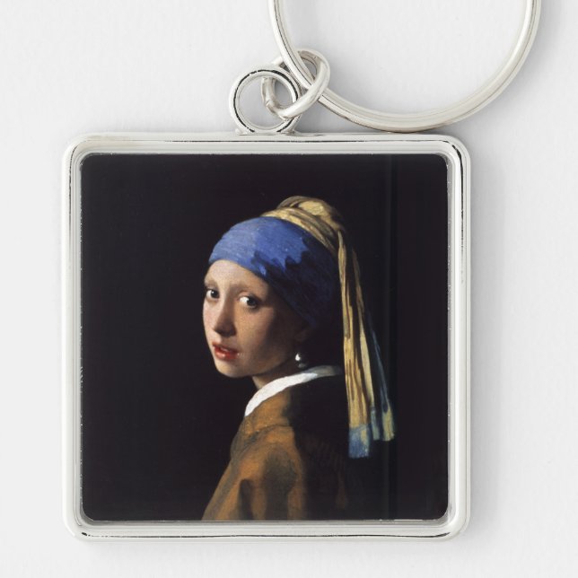 Vermeer Girl Pearl Earring Masterpiece Painting Keychain (Front)