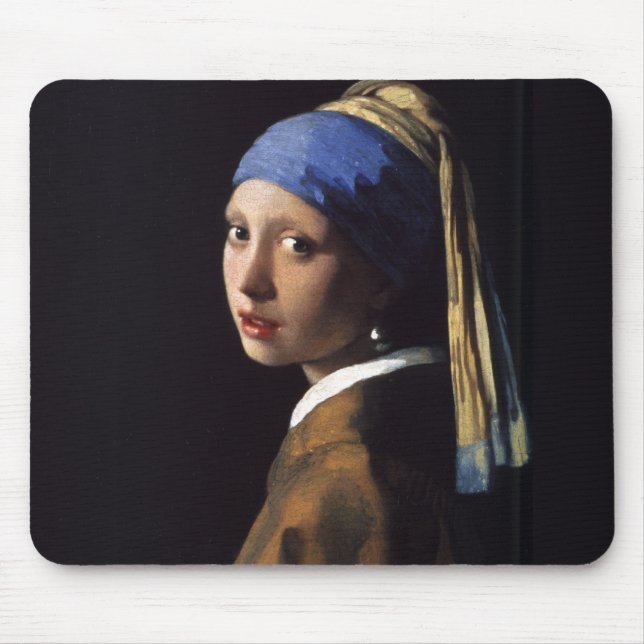 Vermeer Girl Pearl Earring Masterpiece Painting Mouse Pad (Front)