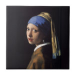 Vermeer Girl Pearl Earring Masterpiece Painting Tile<br><div class="desc">Johannes Vermeer masterpiece painting "Girl with a Pearl Earring" Vermeer's classic painting Girl with a Pearl Earring is the most famous painting created by Dutch painter Johannes Vermeer. The Girl with a Pearl earring is a masterpiece created in 1665 and hangs in the Hague. In the Vermeer masterwork "Girl with...</div>
